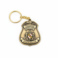 L Antique Brass Badge Keychain