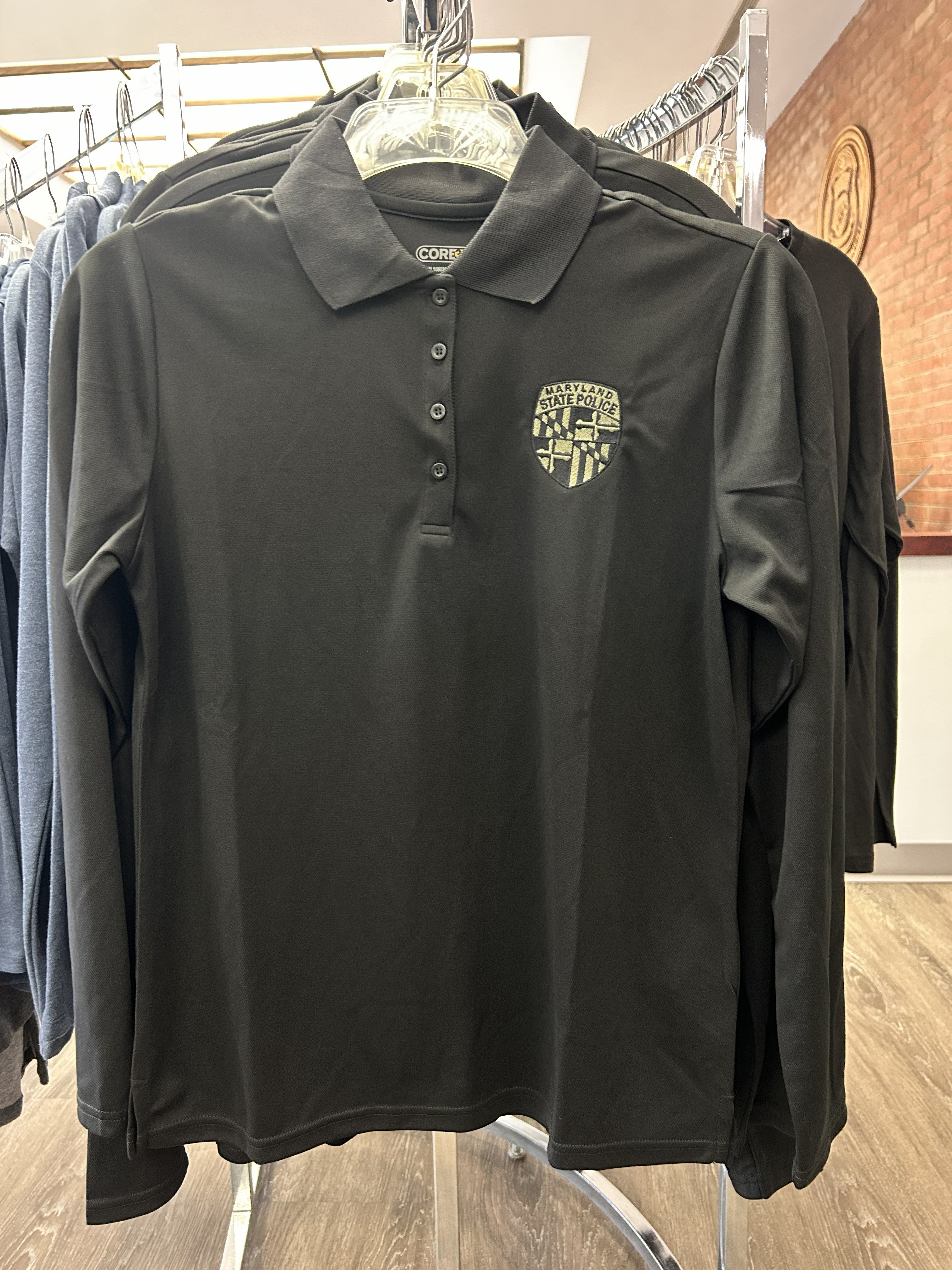 Ladies LS Blk Polo Subdued Patch